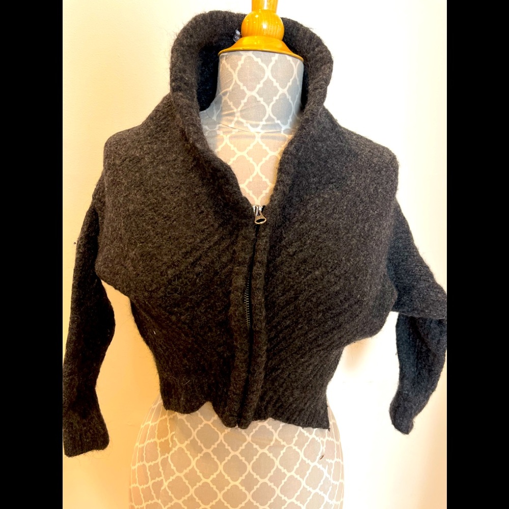 Vince wool cropped zipper cardigan